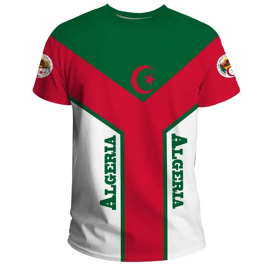 Algeria 3D T-Shirt Short Sleeves Casual Sports Loose T-Shirt Flag Print High Quality T-Shirt Summer Round Neck Men Ladies Tops