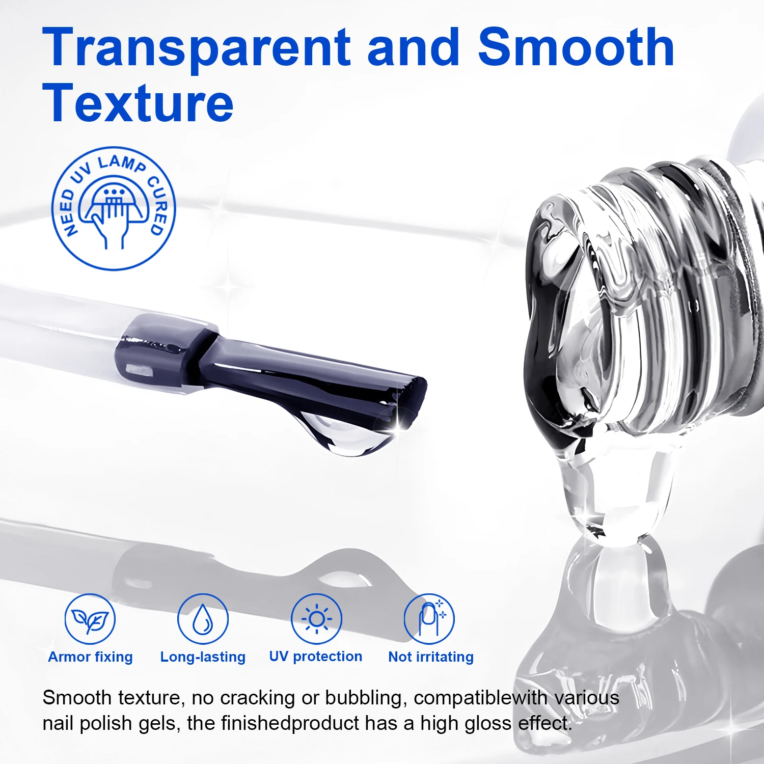 TWOING 15ml New Super Shine Top Coat Gel Nail Polish Diamond Topcoat No Wipe Sealer Gel Finish Manicure Nail Art Salon Quality