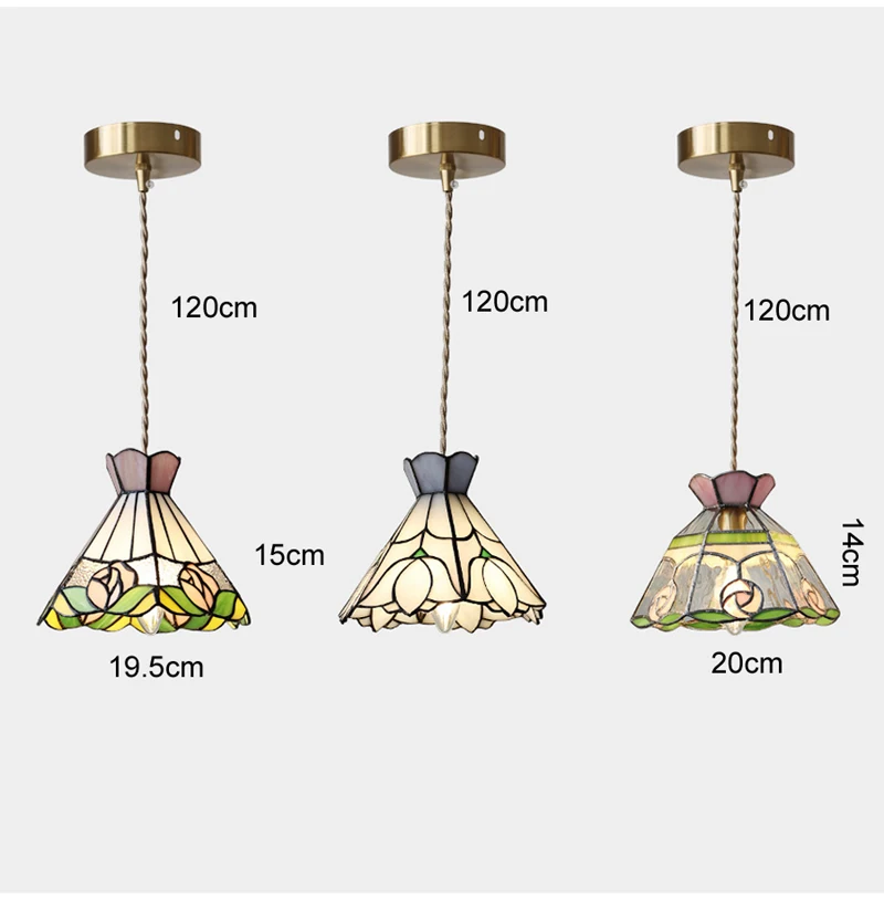 European Pendant Lamp Bar Restaurant Creative Rural Bedroom Balcony Hanging Light Fixture Retro Colorful Glass Chandelier Indoor