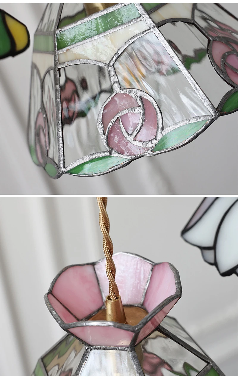 European Pendant Lamp Bar Restaurant Creative Rural Bedroom Balcony Hanging Light Fixture Retro Colorful Glass Chandelier Indoor