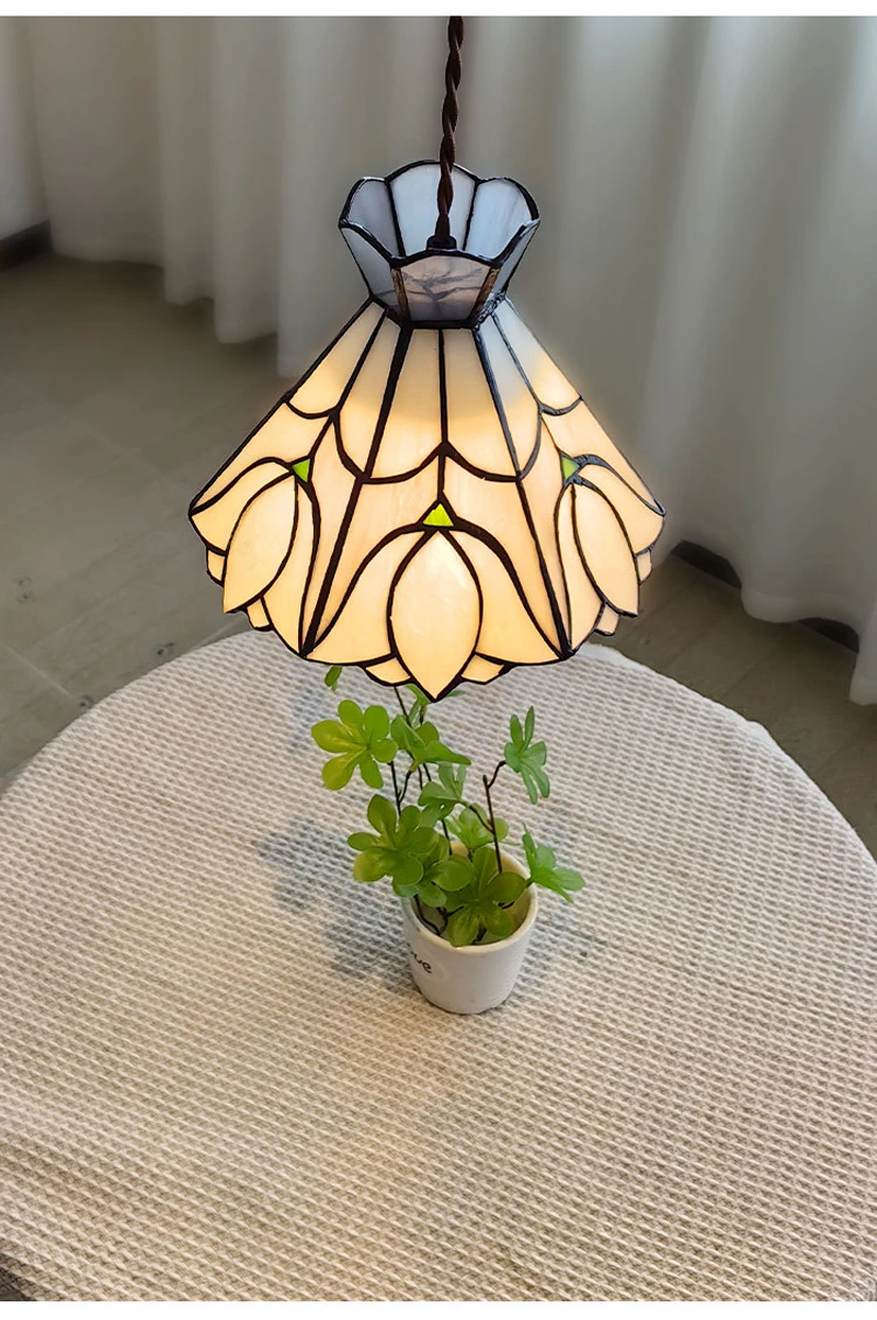 European Pendant Lamp Bar Restaurant Creative Rural Bedroom Balcony Hanging Light Fixture Retro Colorful Glass Chandelier Indoor