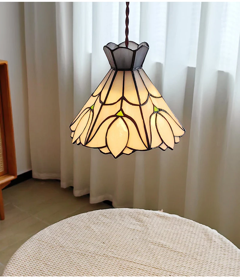 European Pendant Lamp Bar Restaurant Creative Rural Bedroom Balcony Hanging Light Fixture Retro Colorful Glass Chandelier Indoor