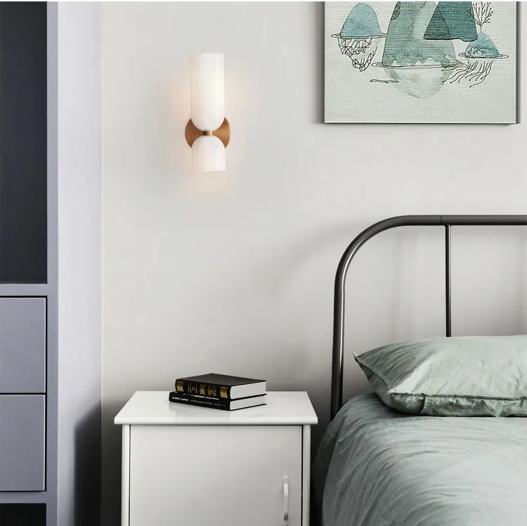 Nordic Minimalist Creative Glass Wall Lamp Hallway Foyer Bedroom Living Room Bedside Lamp Study Art Light Luxury Wall Lamp
