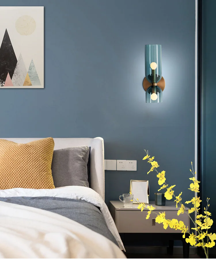 Nordic Minimalist Creative Glass Wall Lamp Hallway Foyer Bedroom Living Room Bedside Lamp Study Art Light Luxury Wall Lamp