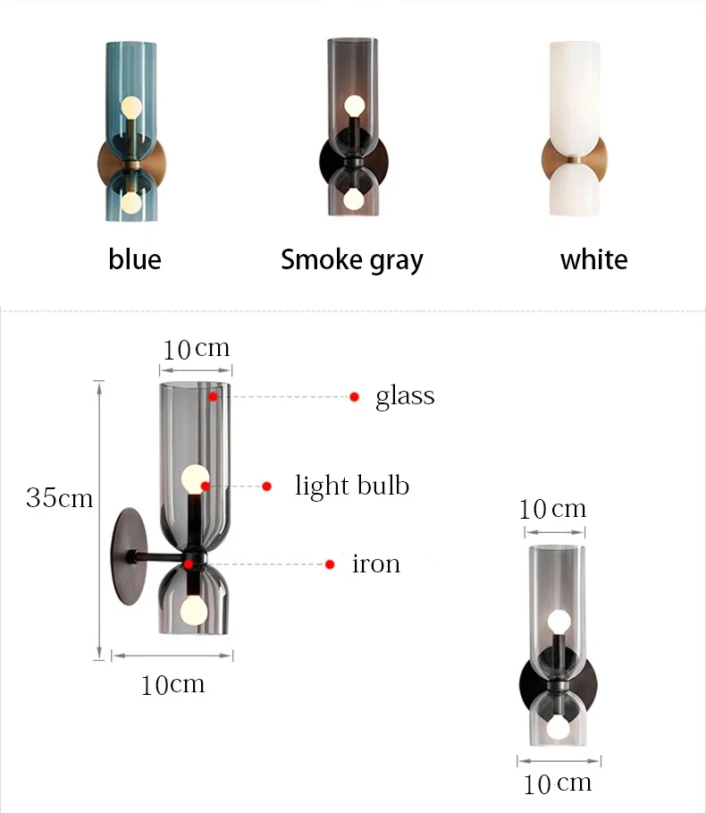 Nordic Minimalist Creative Glass Wall Lamp Hallway Foyer Bedroom Living Room Bedside Lamp Study Art Light Luxury Wall Lamp