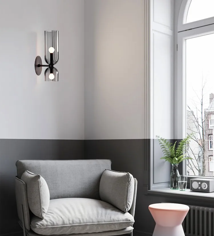 Nordic Minimalist Creative Glass Wall Lamp Hallway Foyer Bedroom Living Room Bedside Lamp Study Art Light Luxury Wall Lamp