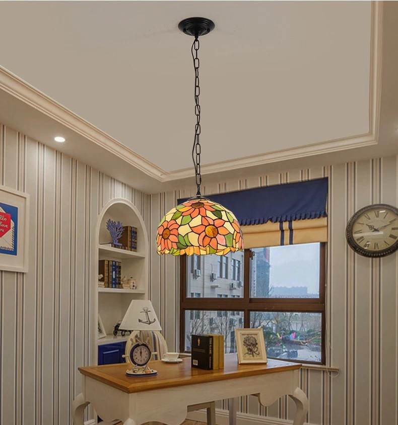 Retro Tiff Style Colorful Glass Chandelier Mediterranean Pendant Light For Bar Bedroom Living Room Balcony Creative Decor