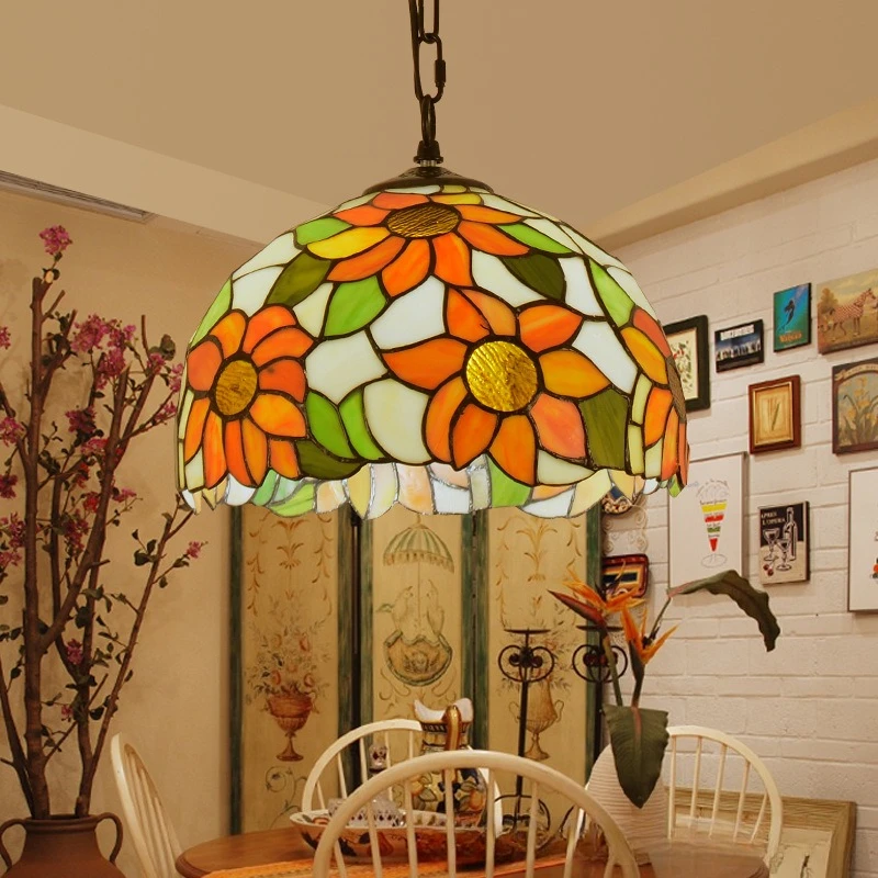 Retro Tiff Style Colorful Glass Chandelier Mediterranean Pendant Light For Bar Bedroom Living Room Balcony Creative Decor