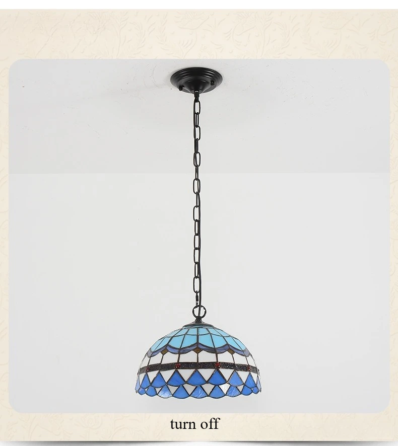 Retro Tiff Style Colorful Glass Chandelier Mediterranean Pendant Light For Bar Bedroom Living Room Balcony Creative Decor