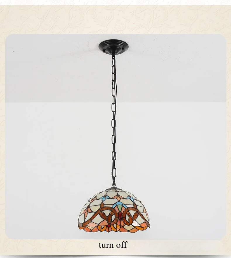 Retro Tiff Style Colorful Glass Chandelier Mediterranean Pendant Light For Bar Bedroom Living Room Balcony Creative Decor