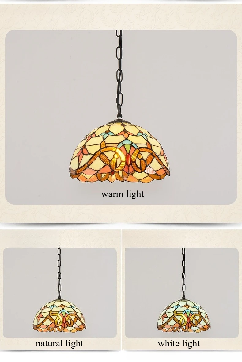 Retro Tiff Style Colorful Glass Chandelier Mediterranean Pendant Light For Bar Bedroom Living Room Balcony Creative Decor
