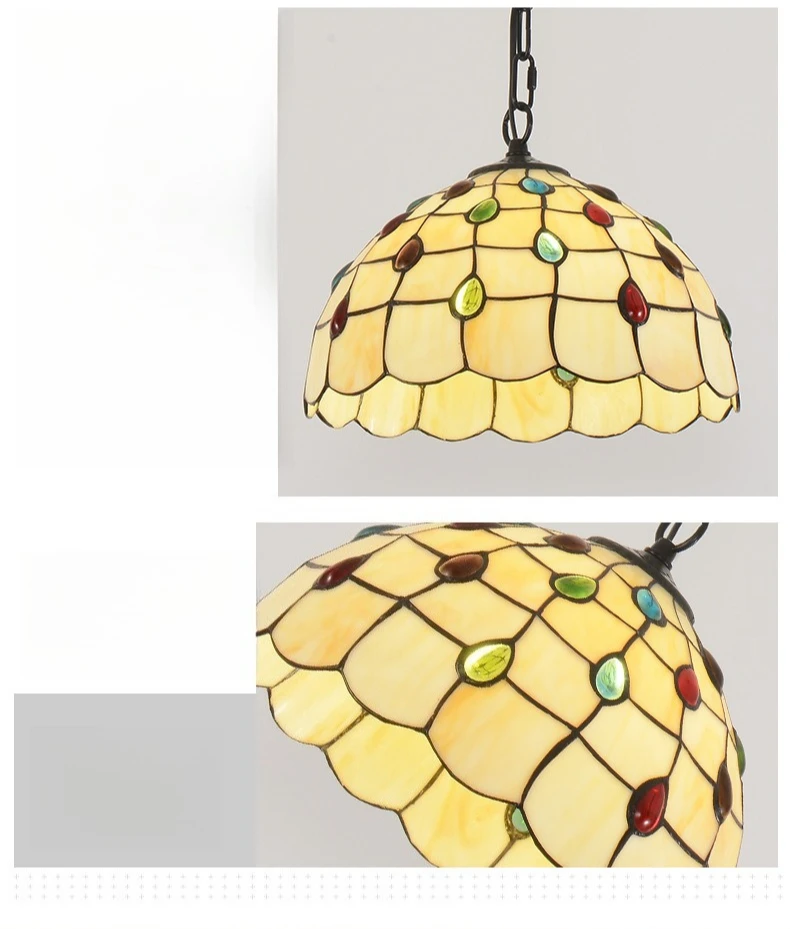 Retro Tiff Style Colorful Glass Chandelier Mediterranean Pendant Light For Bar Bedroom Living Room Balcony Creative Decor