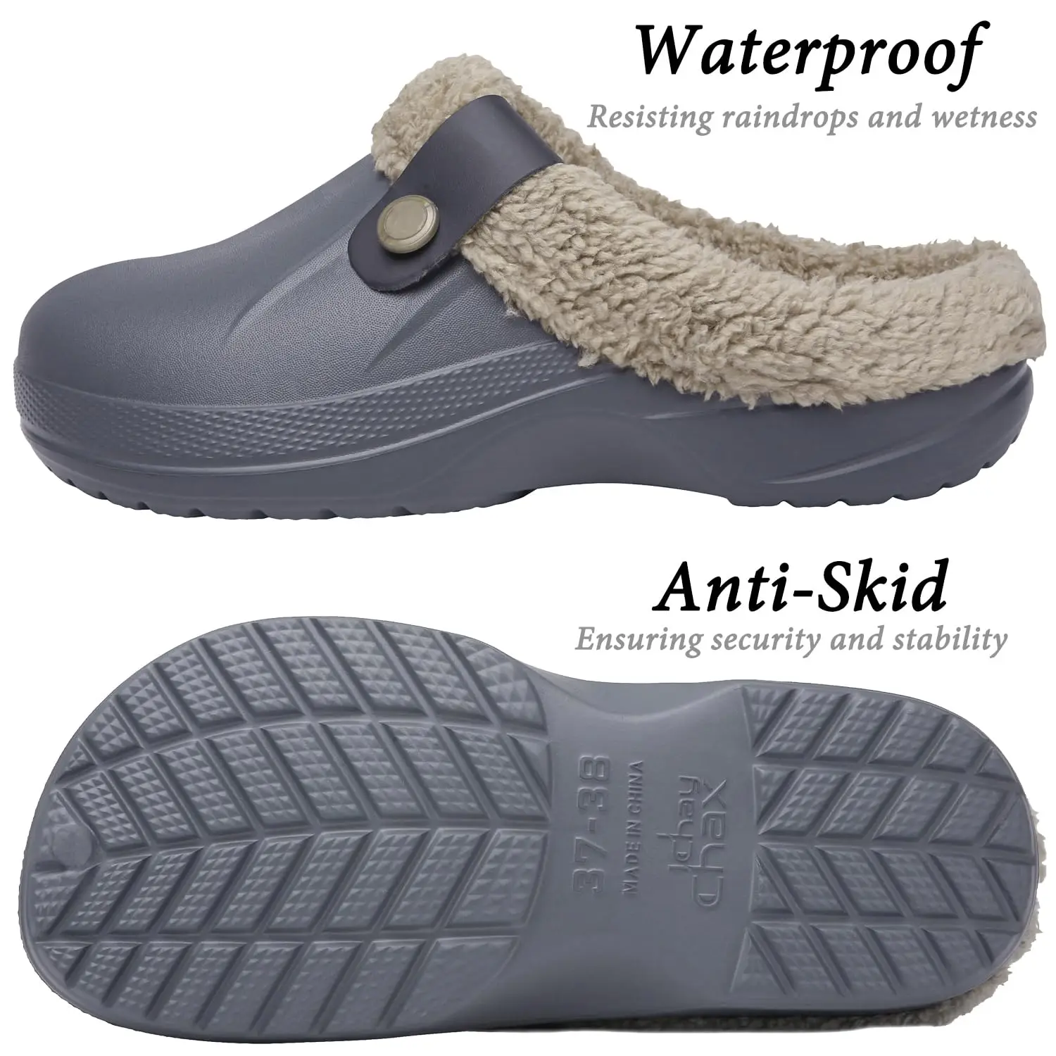 Asgard Winter Fur Furry Slippers For Men Outdoor Fashion Waterproof Plush Cotton Slippers Indoor Warm Cozy Non-slip Home Shoes