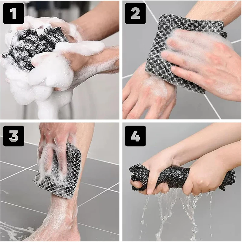 2Pcs Japanese Exfoliating Shower Towel Set Japanese Rubbing Washcloth Exfoliating Shower Towel Towel Brush Bathroom Accessories