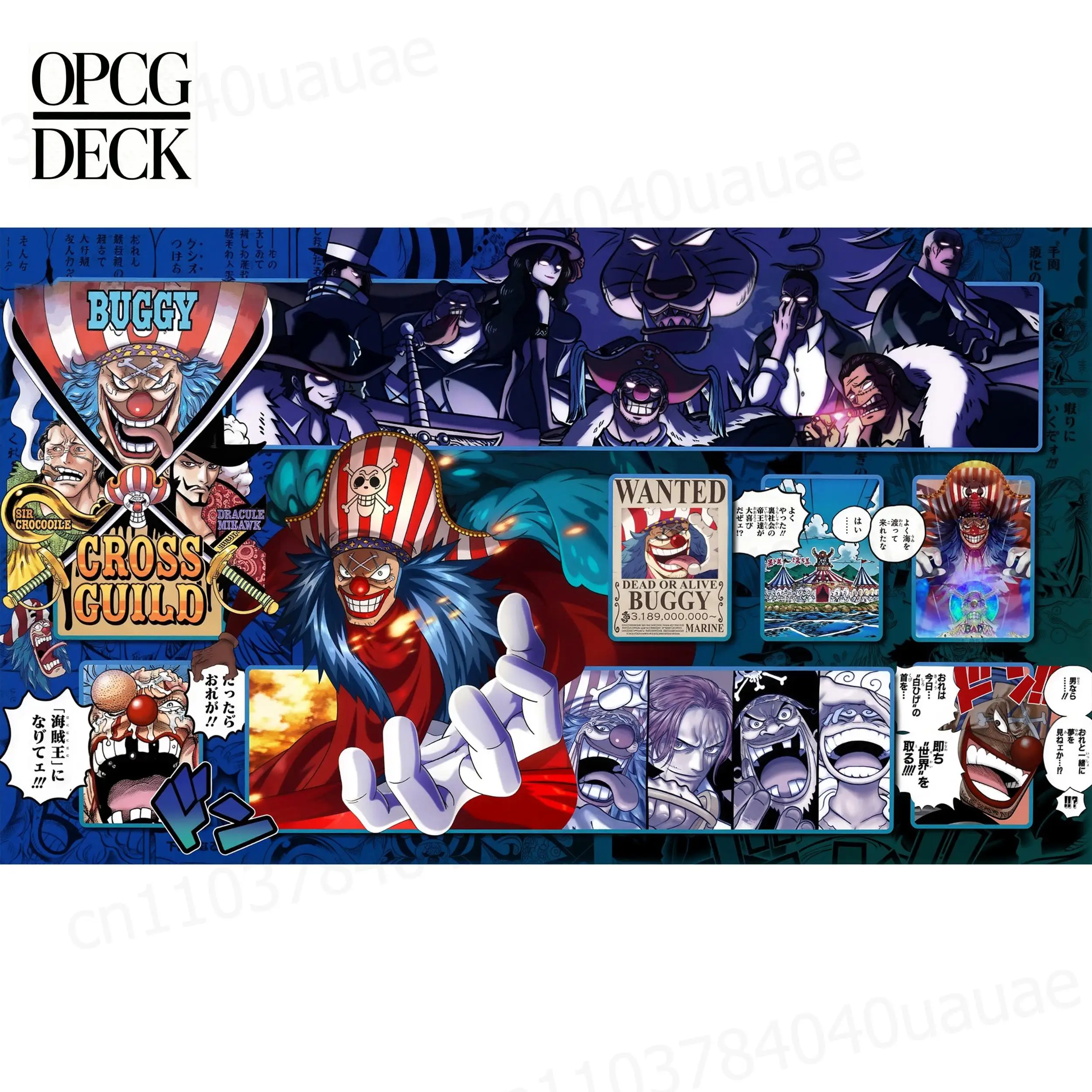 One Piece Opcg Playmat Card Game Buggy The Clown Dracule Mihawk Kaido Anime Playmat High-Quality Card Game Mat 60*35Cm