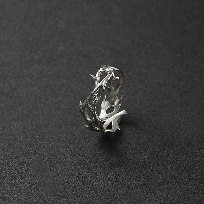 Vintage Ins Style Adherence Men's and Women's Rings with Branches, Thorns, Couples' Ring Gifts, Fashion and Personality