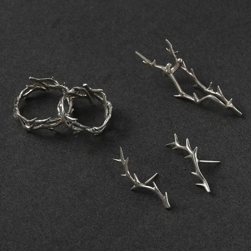 Vintage Ins Style Adherence Men's and Women's Rings with Branches, Thorns, Couples' Ring Gifts, Fashion and Personality