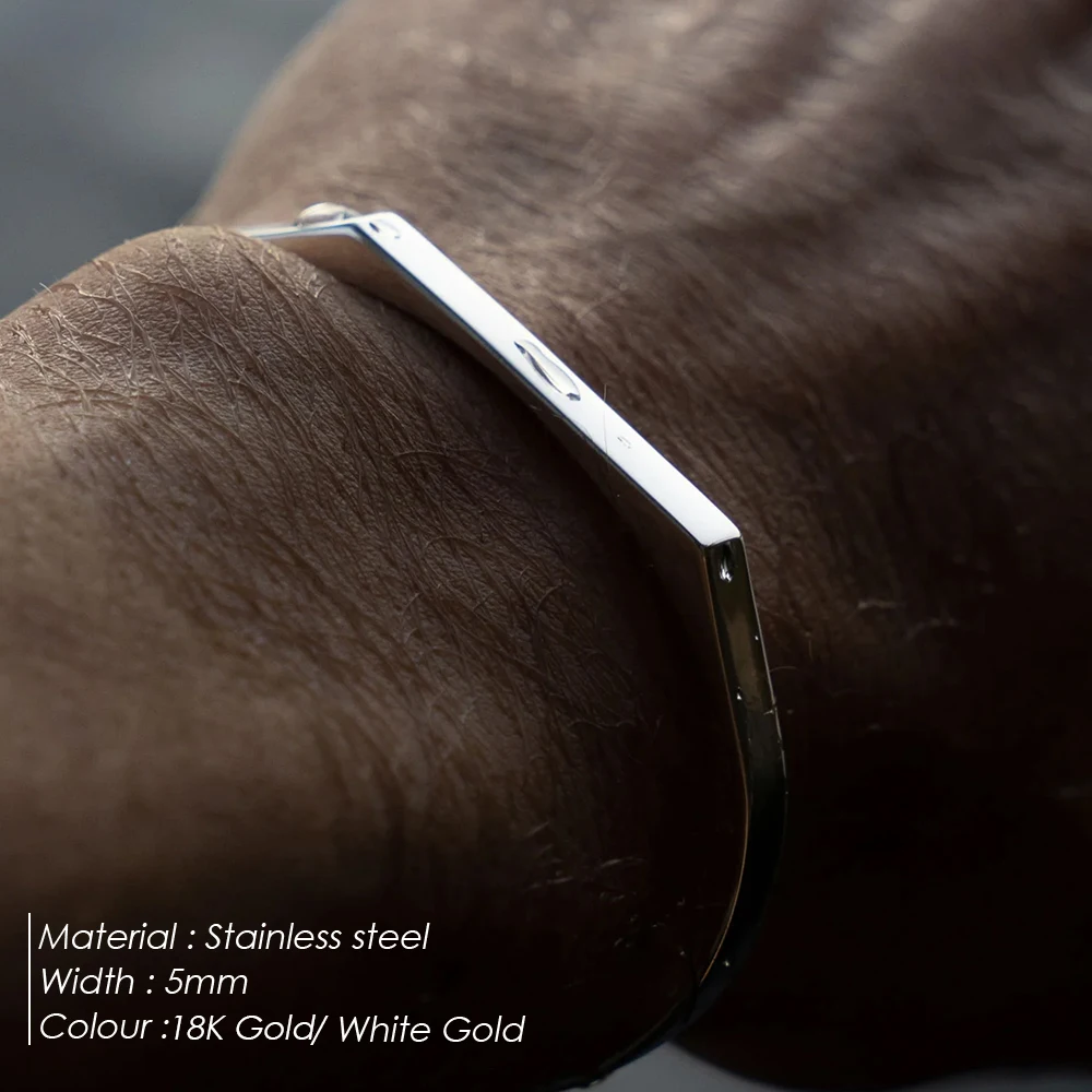 ELANDIS Wide 5MM Stainless Steel Bracelet Gold Plated Men's Minimalist Accessories Wholesale