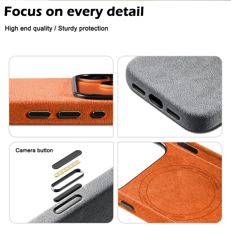 Real Italian Imported for Alcantara Magnetic Case for iPhone 18 17 Pro Max 18Pro With MagSafe Case Smart Button Protective Cover