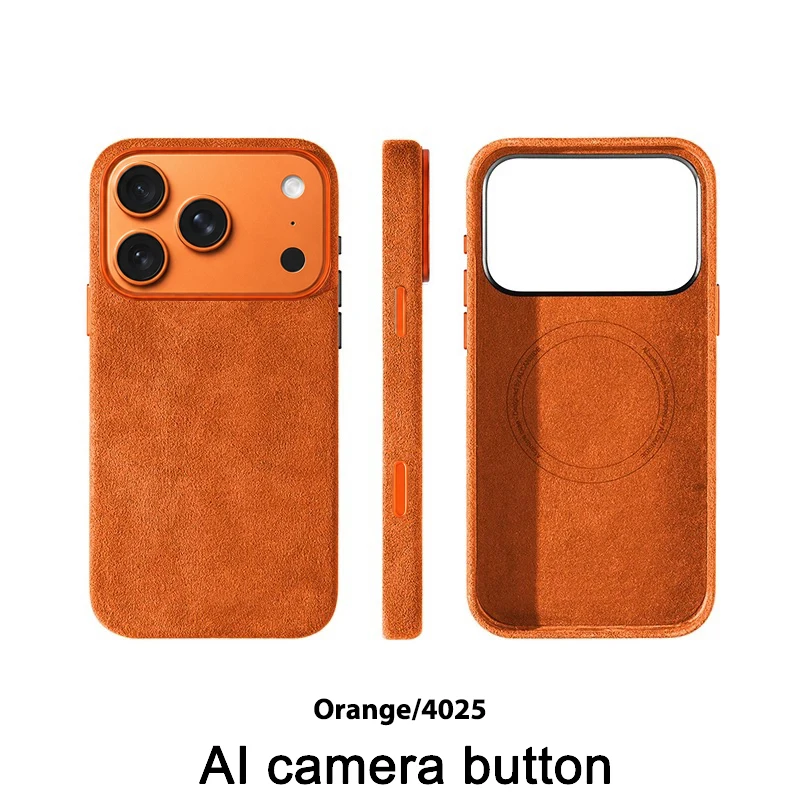 Real Italian Imported for Alcantara Magnetic Case for iPhone 18 17 Pro Max 18Pro With MagSafe Case Smart Button Protective Cover