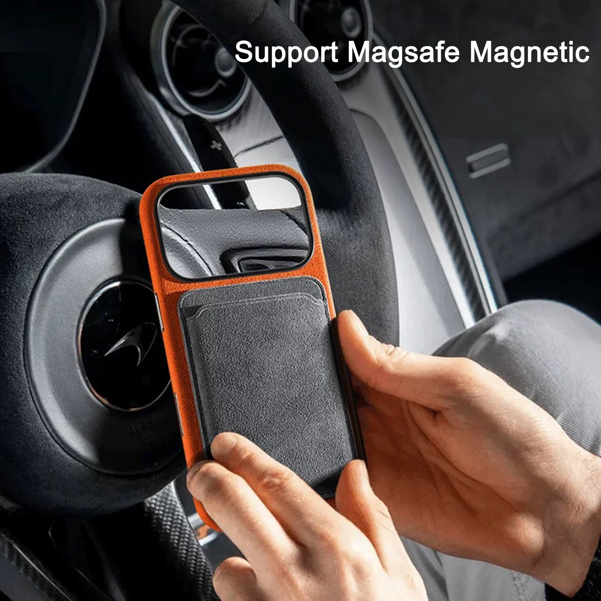 Real Italian Imported for Alcantara Magnetic Case for iPhone 18 17 Pro Max 18Pro With MagSafe Case Smart Button Protective Cover