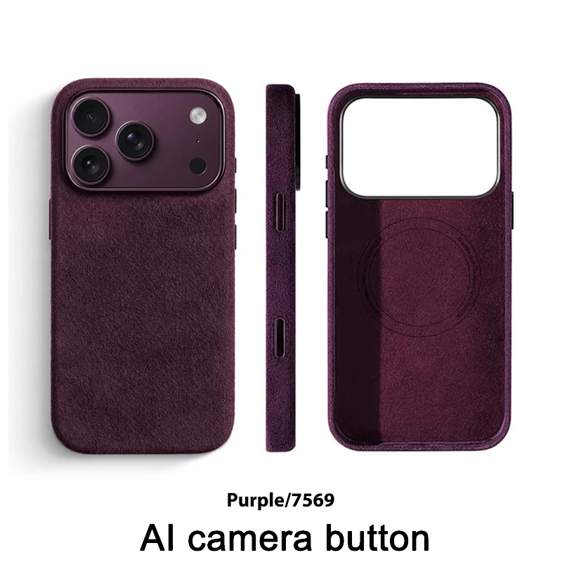 Real Italian Imported for Alcantara Magnetic Case for iPhone 18 17 Pro Max 18Pro With MagSafe Case Smart Button Protective Cover