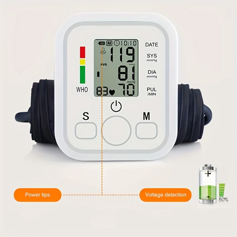 Electric Tonometer Arm Blood Pressure Monitor Digital Heart Beat Rate Pulse Meter Backlight Automatic Home Blood Pressure Meter