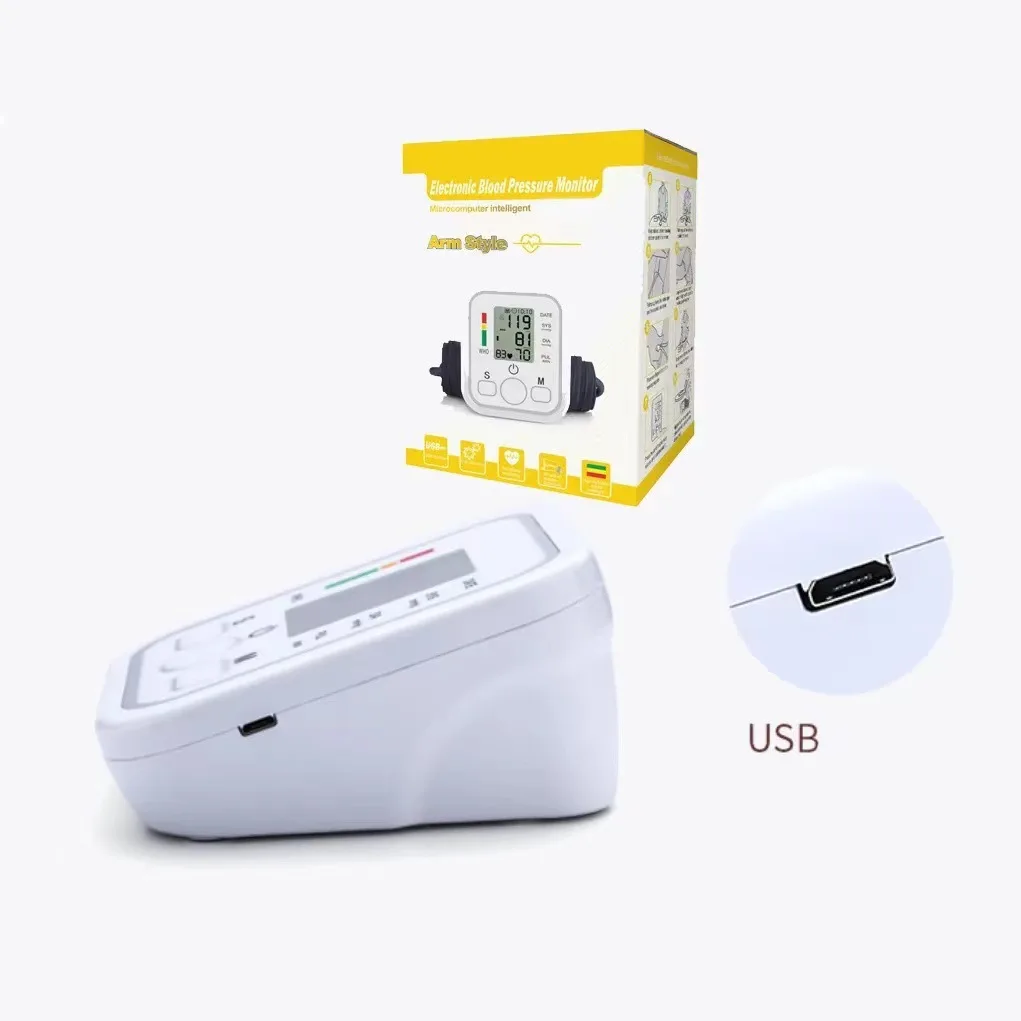 Electric Tonometer Arm Blood Pressure Monitor Digital Heart Beat Rate Pulse Meter Backlight Automatic Home Blood Pressure Meter