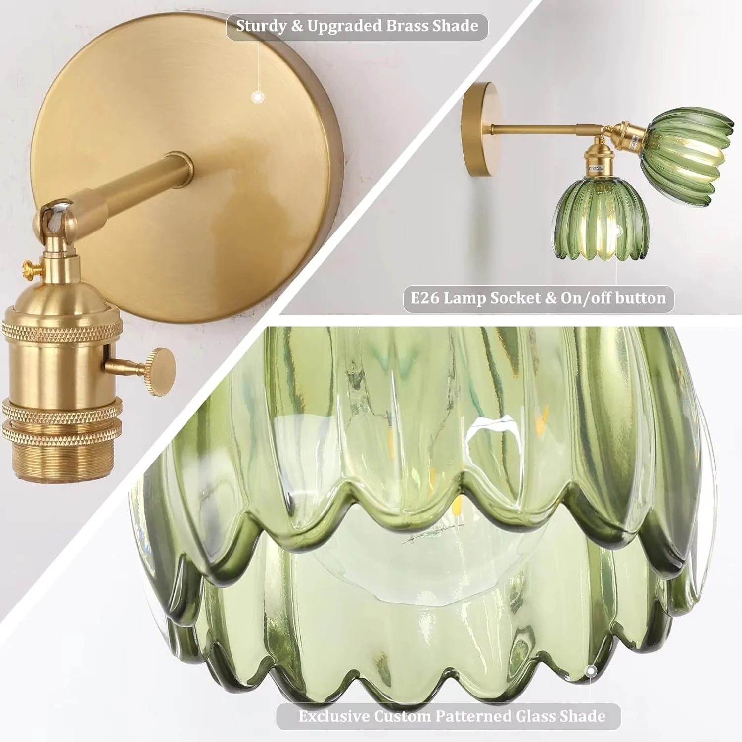 Vintage Green Tulip Glass Wall Lamp Shade Living Room Bedroom Door Lamp Bedside Lights