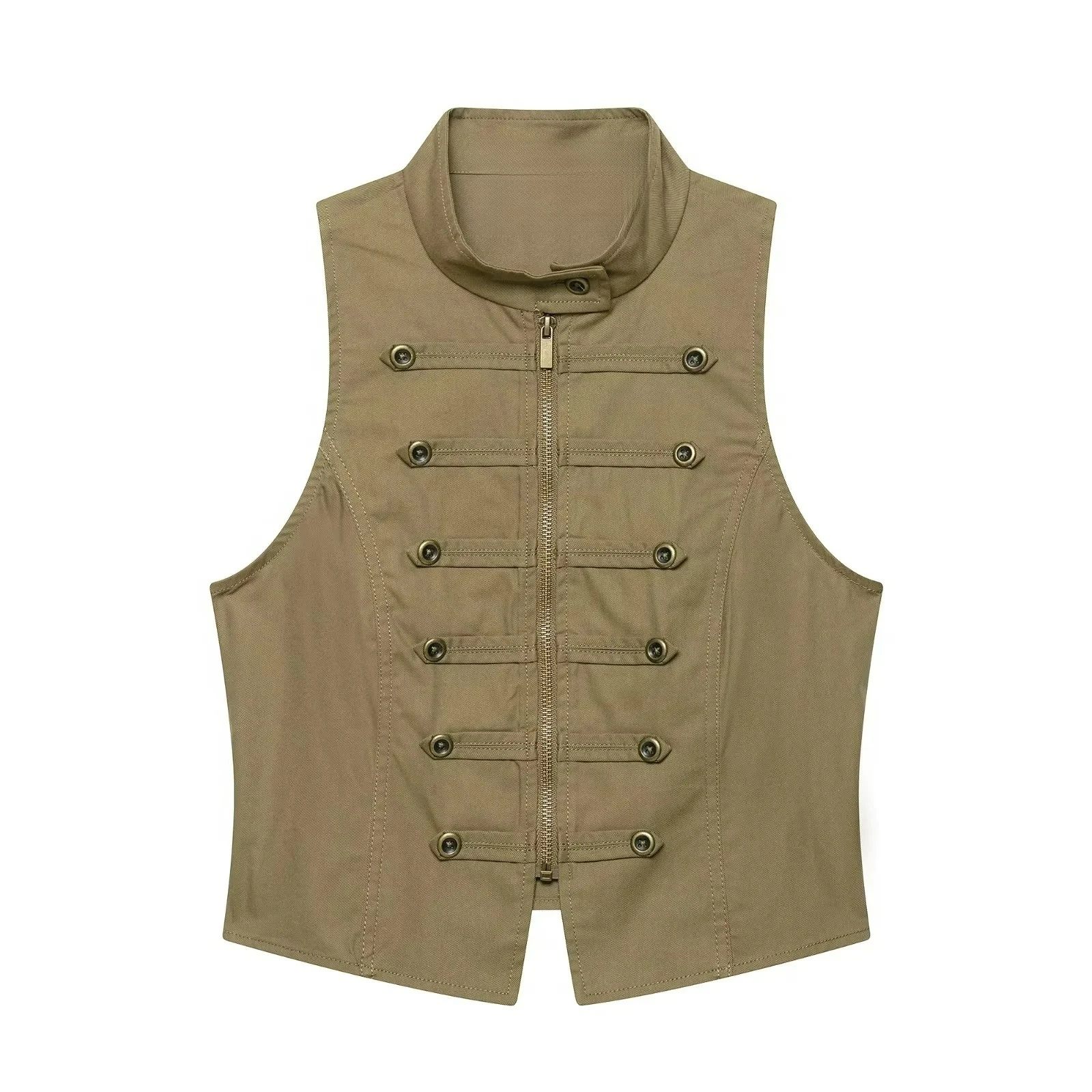 KONDALA Women Vintage Trendy Shorts Set Button O-Neck Sleeveless Zipper Vest Mini Shorts New Fashion 2026 Summer Casual Lady Set