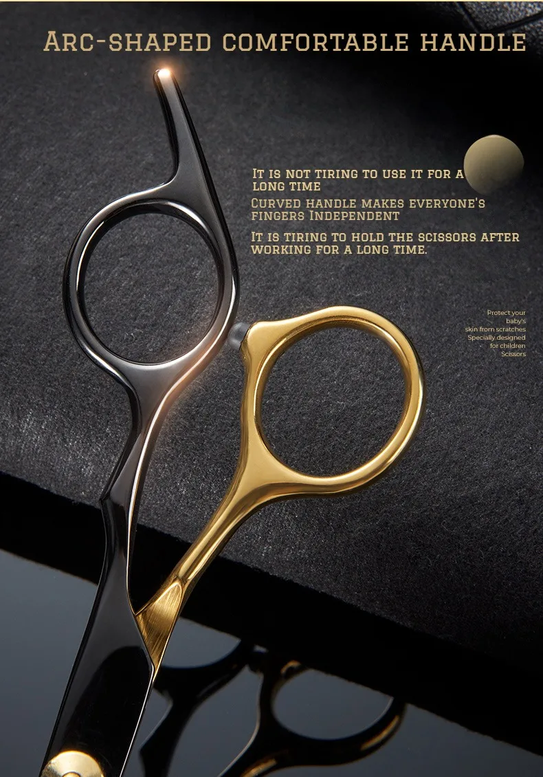 Professional Hair Cutting Scissors, Home Hair Cutting Barber/Salon Thinning Shears, Stainless Steel Hairdressing Black Golden