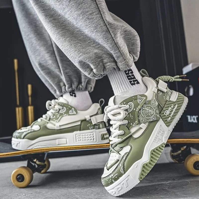 Men Sneakers Outdoor Casual Shoes Fashion Spring Breathable Vulcanized Shoes Comfortable Walking Shoe Platform Lace Up Men Shoes