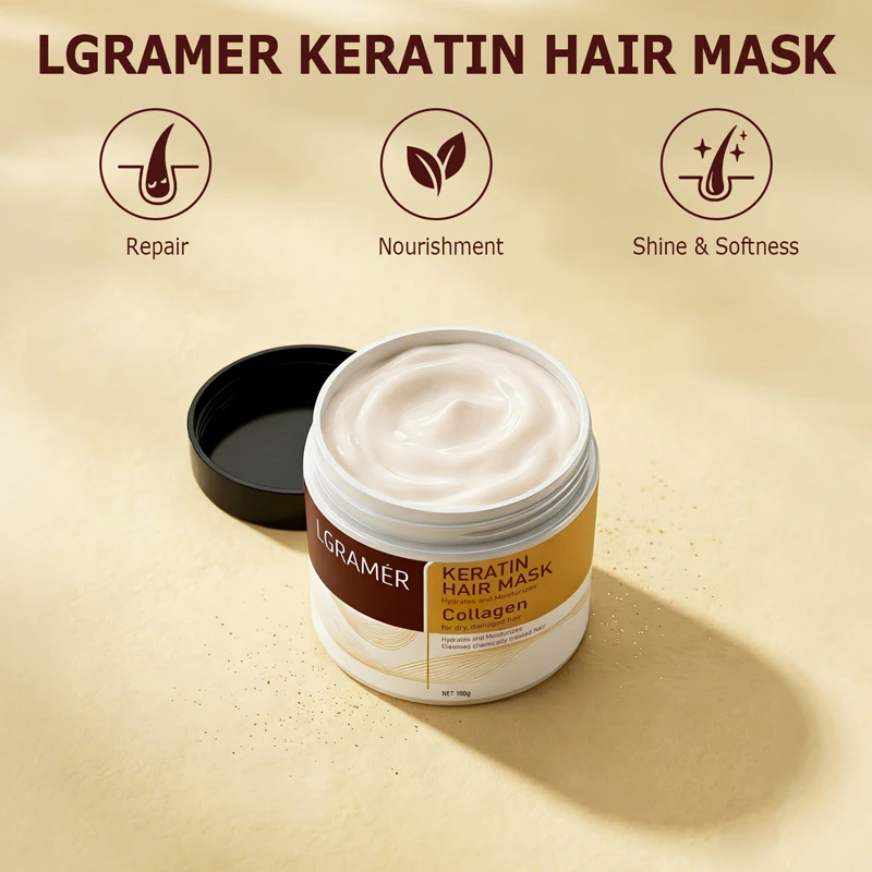 100g/250g Collagen Keratin Hair Mask Moisturizer Repair Conditioner Damaged Frizzy Hair Smooth Revitalizing Hair Care for Adult