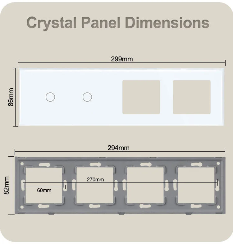 TAWOIA 299mm 1/2/3Gang Switches Function Part Touch 299Glass Front Panel EU Wall Socket Type-C Plug DIY Parts Free Combination
