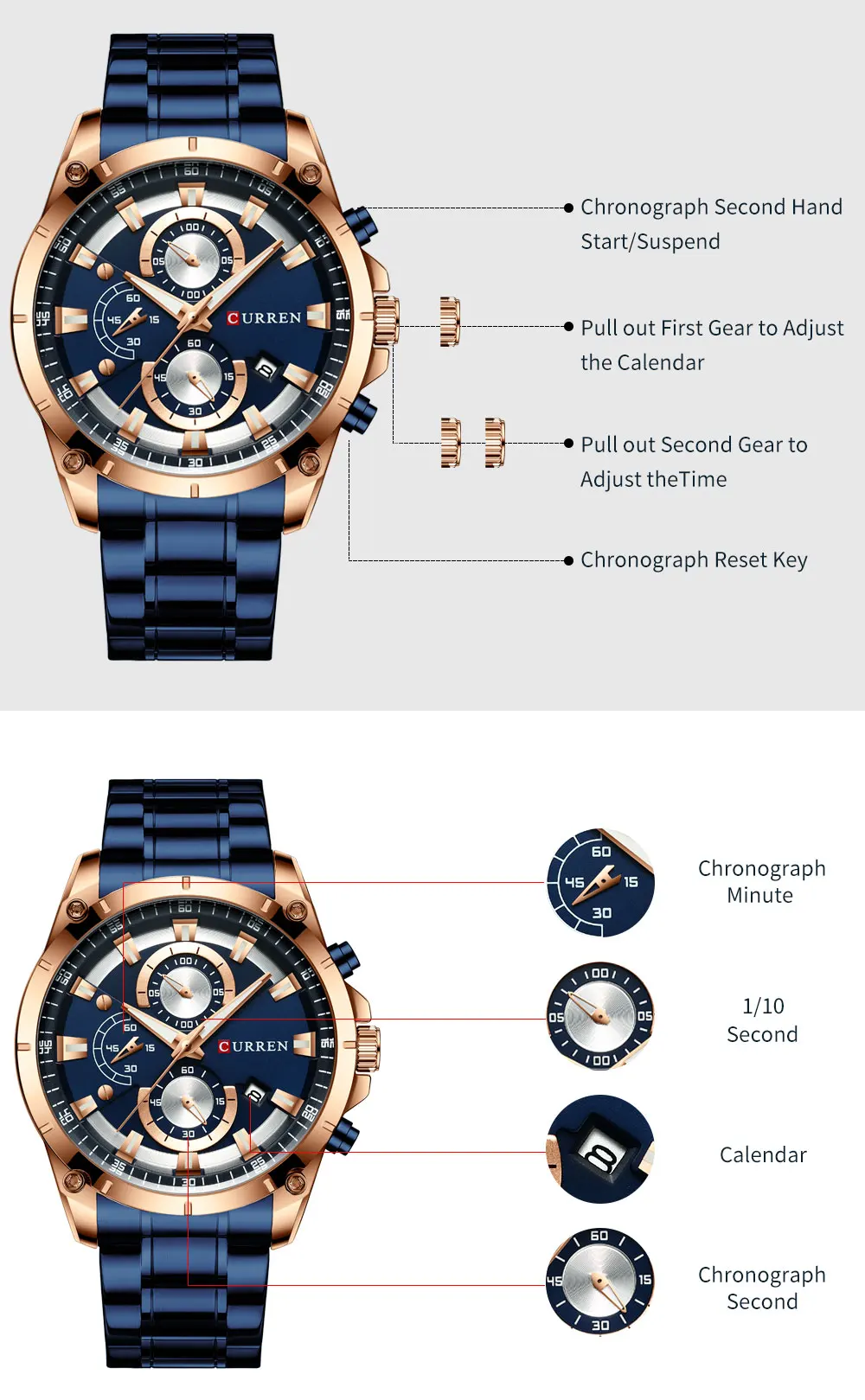 CURREN Mens Watches Fashion Top Brand Luxury Business Automatic Date Watch Men Casual Waterproof Watch Relogio Masculino+Box