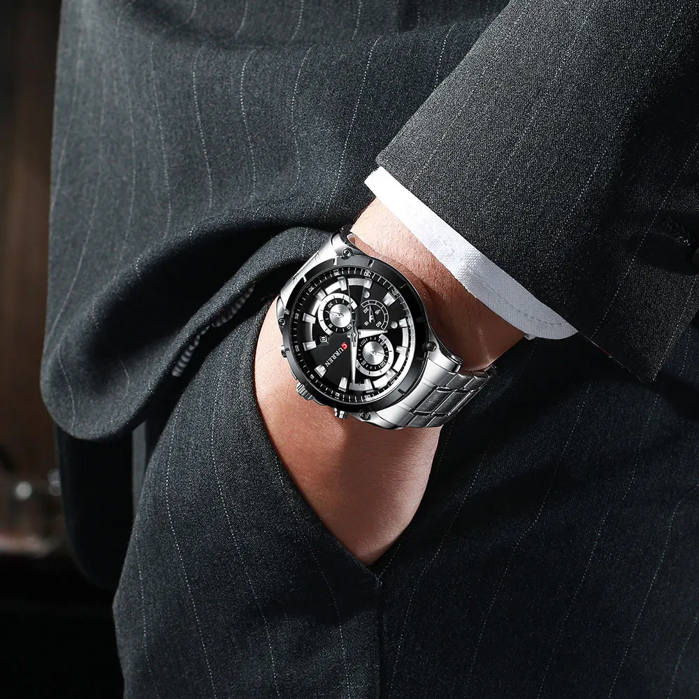 CURREN Mens Watches Fashion Top Brand Luxury Business Automatic Date Watch Men Casual Waterproof Watch Relogio Masculino+Box