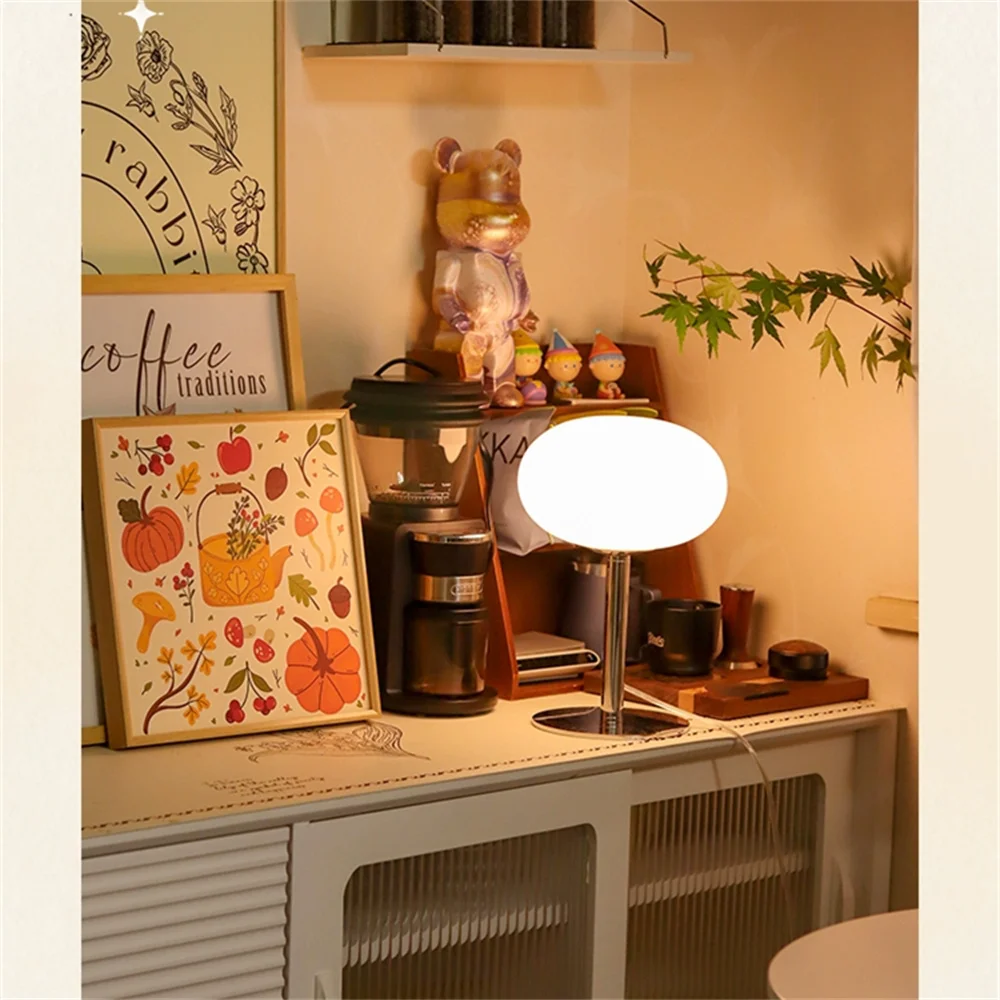 Lollipop Table Lamp Medieval Cream Glass Lamp Living Room Bedroom Study Simple Atmosphere Retro Glass Standing Lamp Home Decor