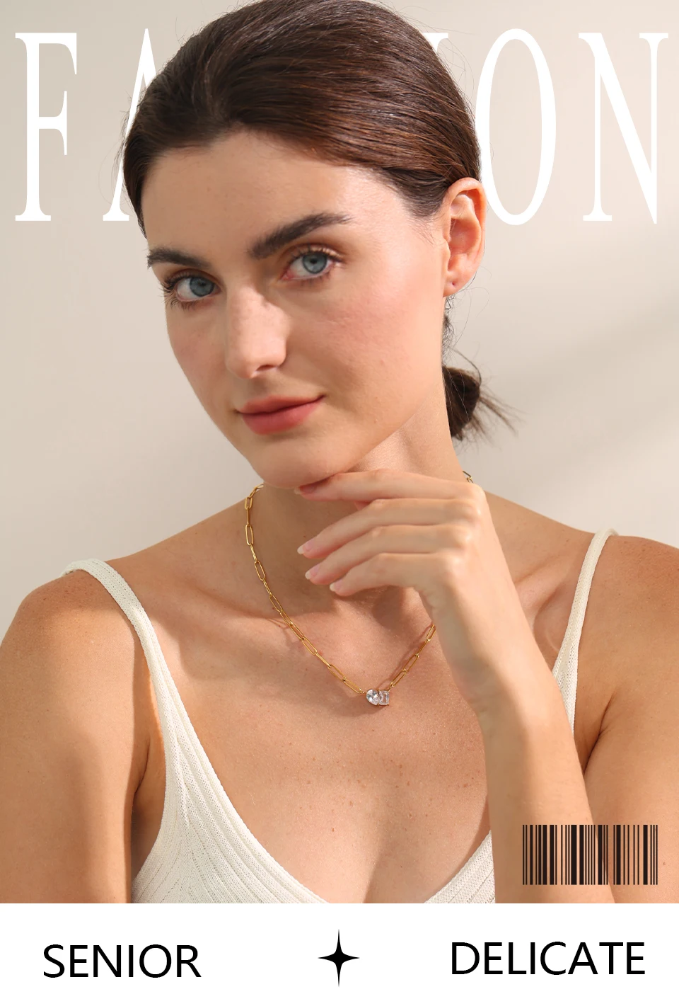 Yhpup Premium AAA Cubic Zirconia Pendant Necklace Gold Color Chain Stainless Steel Geometric High Quality Jewelry for Women