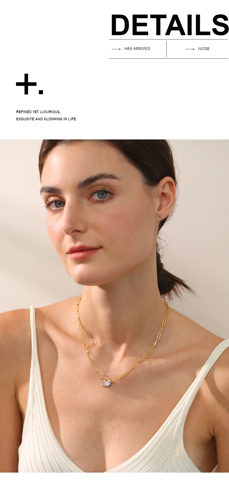 Yhpup Premium AAA Cubic Zirconia Pendant Necklace Gold Color Chain Stainless Steel Geometric High Quality Jewelry for Women