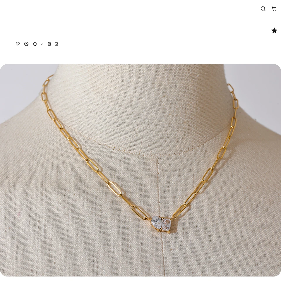Yhpup Premium AAA Cubic Zirconia Pendant Necklace Gold Color Chain Stainless Steel Geometric High Quality Jewelry for Women