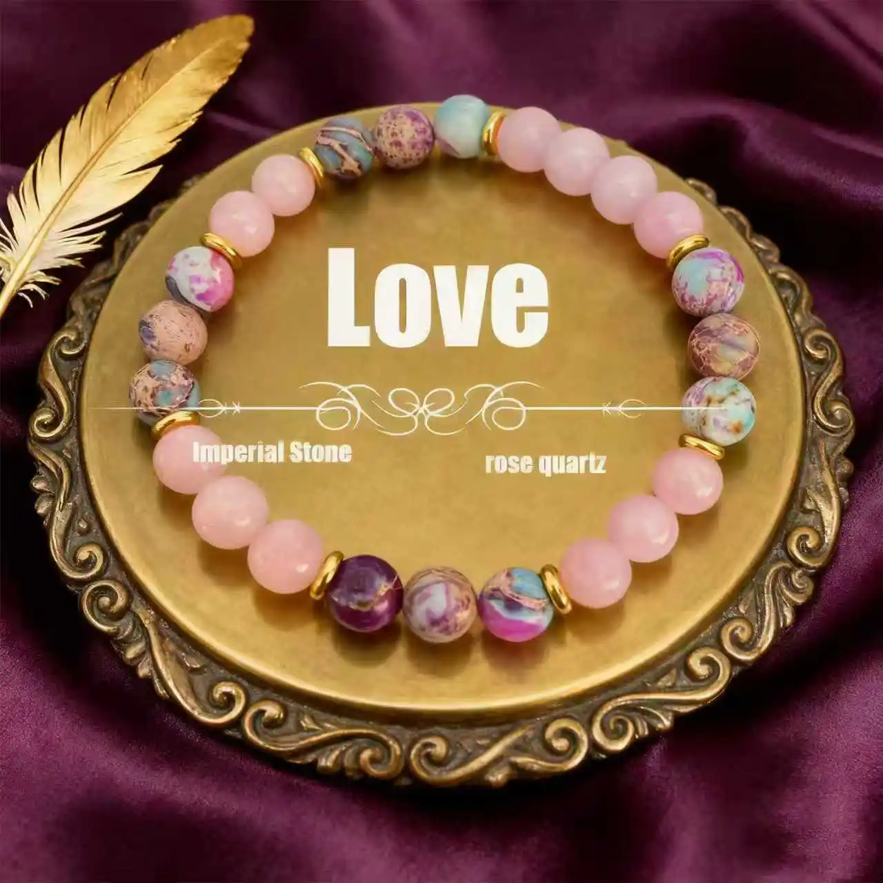 Colorful Imperial Jasper Rose Quartz Beaded Bracelet Women Fashion Jewelry for Love and Friendship Bracelet for Women Charm