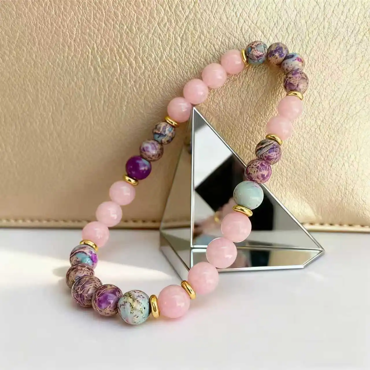 Colorful Imperial Jasper Rose Quartz Beaded Bracelet Women Fashion Jewelry for Love and Friendship Bracelet for Women Charm