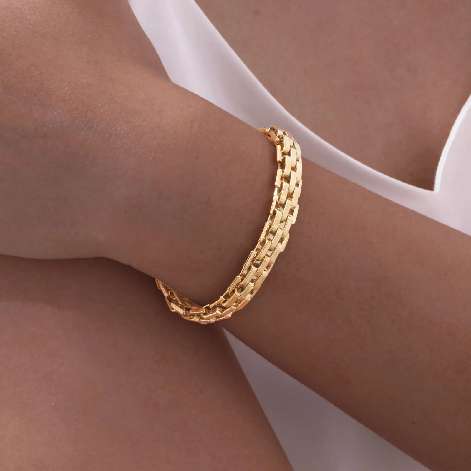 Prjewel Women's Watch Strap Bracelet Gold Color Stainless Steel Bracelet Fashion Party Waterproof Jewelry for Women Girl Gifts