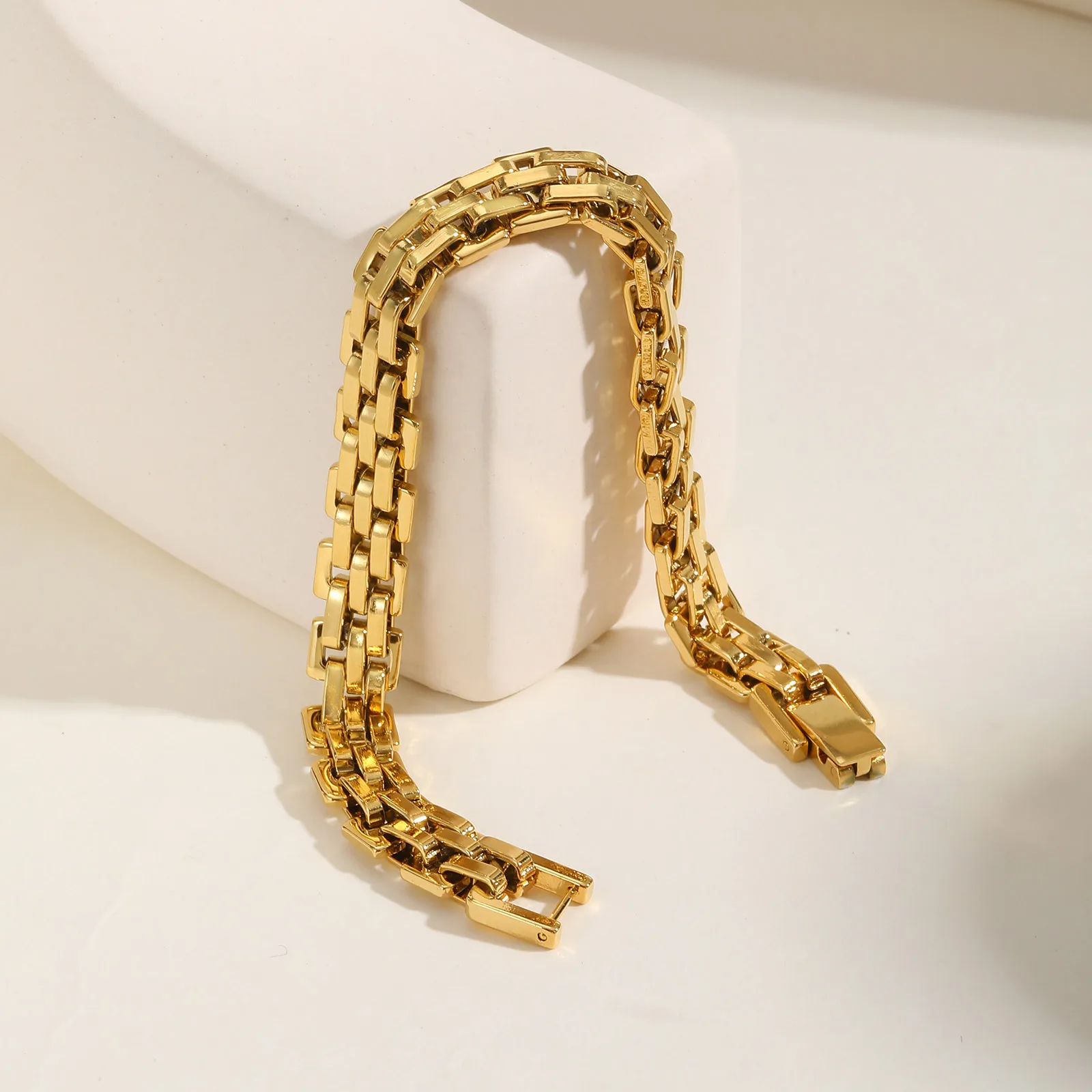 Prjewel Women's Watch Strap Bracelet Gold Color Stainless Steel Bracelet Fashion Party Waterproof Jewelry for Women Girl Gifts