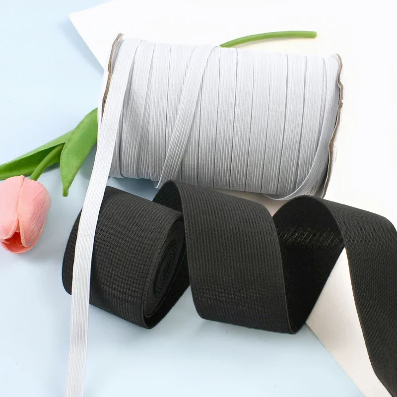 10/20Yards 3/10/20/30/40/50mm Bungee Cord Black/White Rubber Bands Mask Strap Sewing Elastic Band HairBand Elasticity Tape