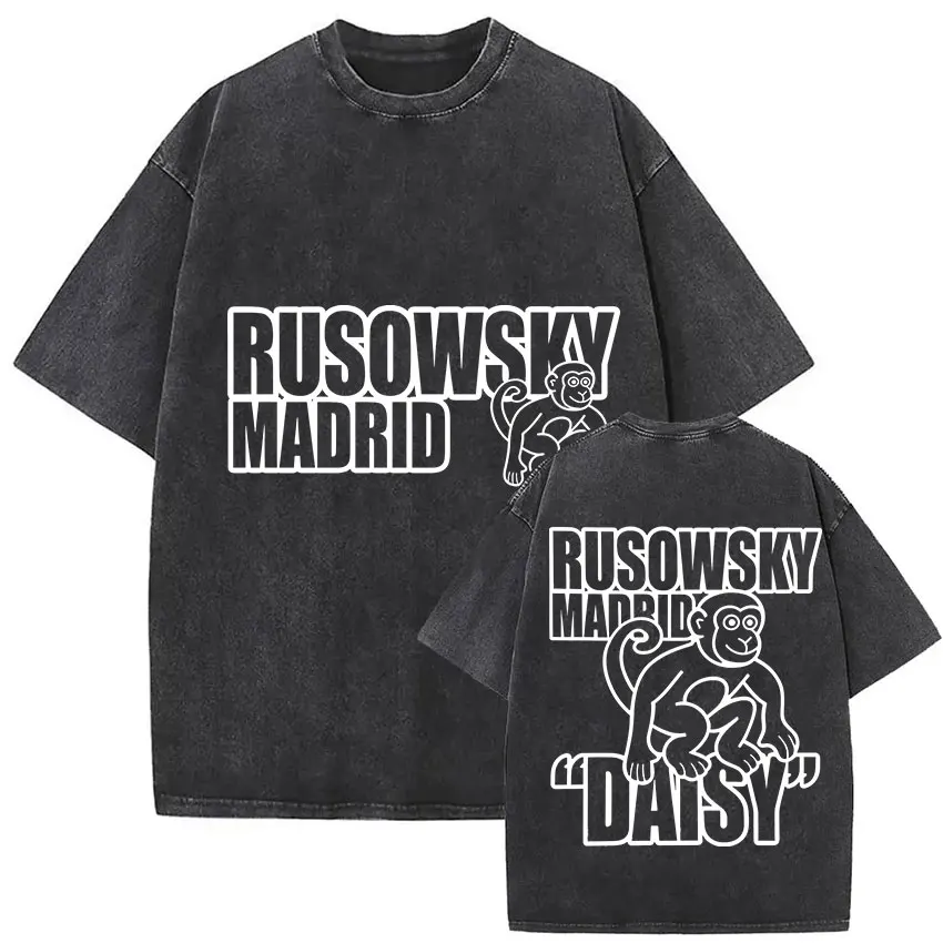 Vintage Washed Rusowsky Daisy Tour 2025 Fans T Shirt Men Women Hip Hop Fashion Clothing Short Sleeve T-shirt Pure Cotton Tshirts
