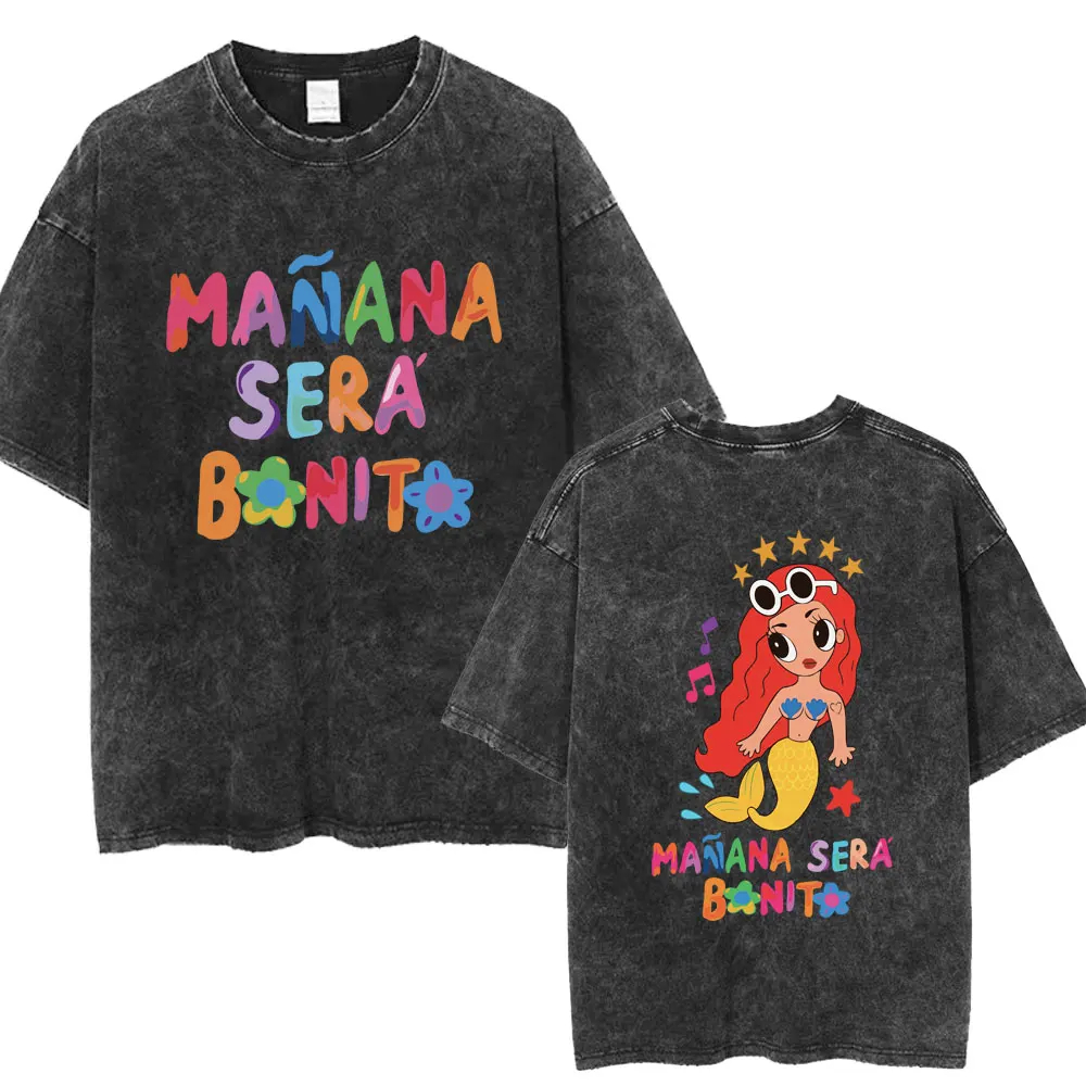 Hot Karol G Bichota Music Album Washed T Shirt Hip Hop Fashion Men Women Cotton Retro Short Sleeve Loose Summer Tees Streetwear