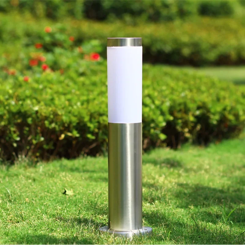 Cylindrical Modern Outdoor Circular Stainless Steel Lighting Equipment Courtyard Garden Community Lawn Lights