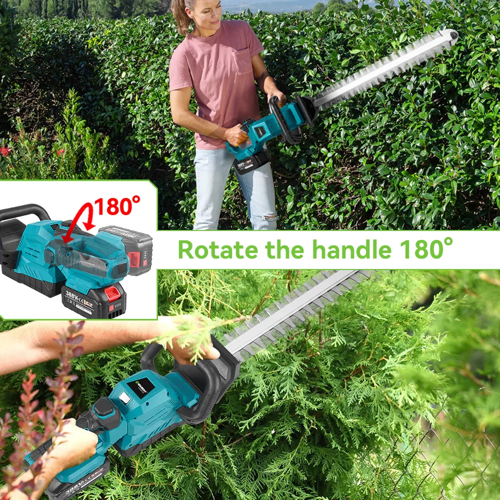 NEWBENY 530MM 3000RPM Electric Hedge Trimmer 180° Adjustment Angle Lawn Mower Hedge Pruner Garden Tool For Makita Battery Pin