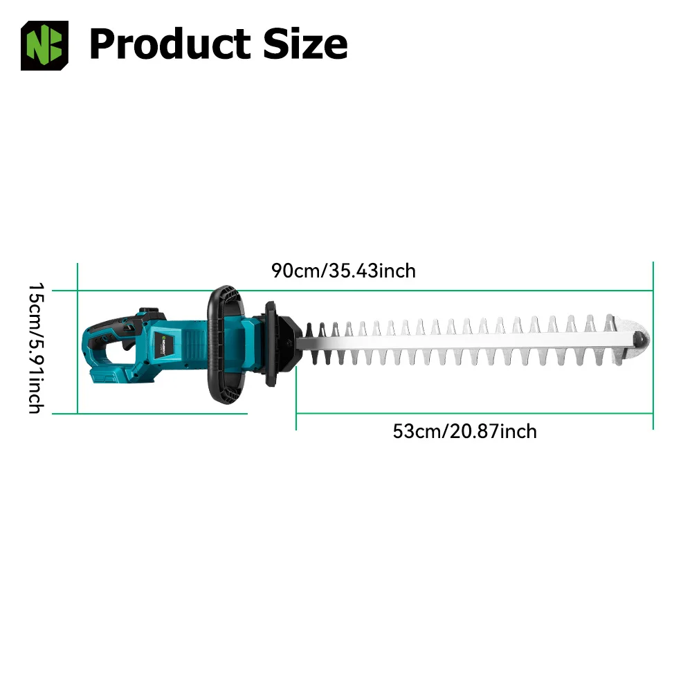 NEWBENY 530MM 3000RPM Electric Hedge Trimmer 180° Adjustment Angle Lawn Mower Hedge Pruner Garden Tool For Makita Battery Pin